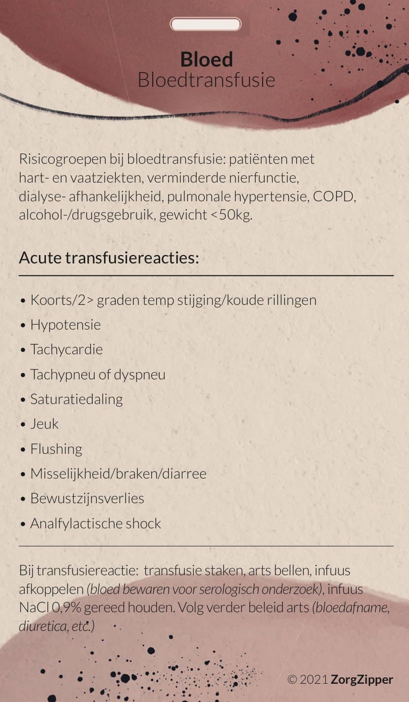 Bloed: bloedtransfusie, achterkant