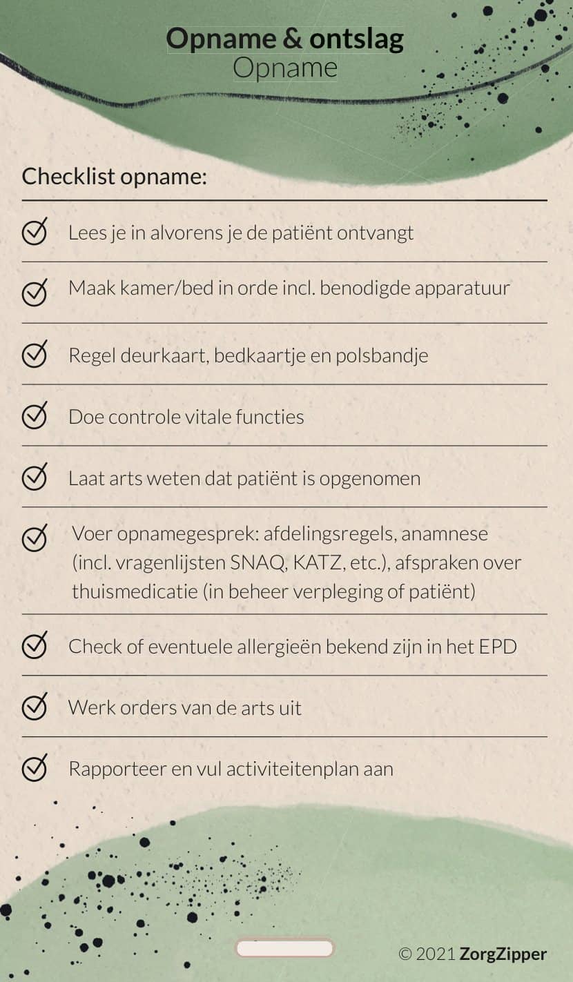 Opname- en ontslagchecklist